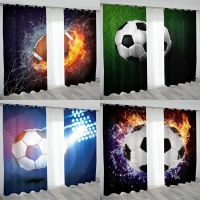 【HOT】❄ Soccer Football Hall Thin Window Curtains Boys Kids Childrens Bedroom Room Windows Kicthen Door