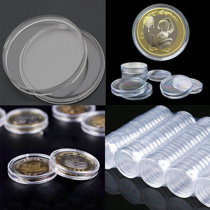 NASAMI 10pcs 35mm Applied Clear Round Cases Coin Storage Capsules