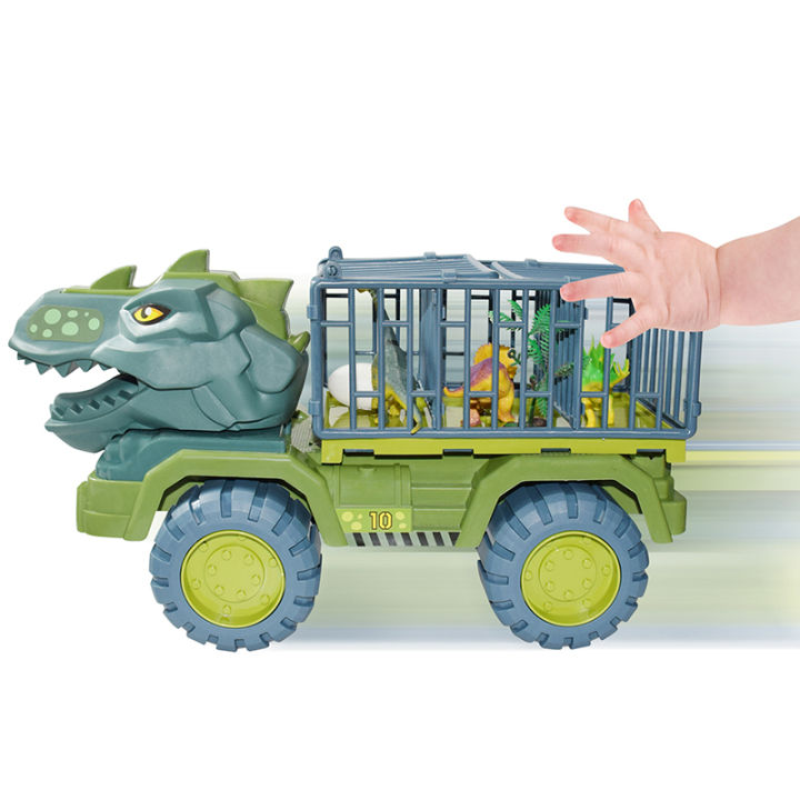 เด็กไดโนเสาร์รถของเล่นขนาดใหญ่ไดโนเสาร์ขนส่งรถยนต์การถ่ายโอนข้อมูลเครนยานพาหนะ-c-arrier-รถบรรทุกสำหรับเด็กผู้ชายเด็กคริสต์มาสของขวัญของเล่น