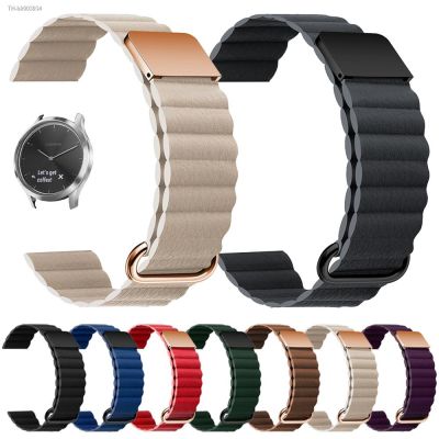 ☋❧◇ 20 22mm Magnetic Leather Wrist Strap For Garmin Vivoactive 3 4 HR Watchband For Garmin Sq Active Move Venu 2 Plus Bracelet Band