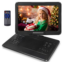 Jekero ???????????????????????? 16.9" Portable DVD Player with 14.1" Swivel Screen, 6 Hrs Battery Car DVD Player, Car Headrest Mount, Car Charger, Portable DVD Supports All Region Discs/SD Card/USB/Sync TV, Black