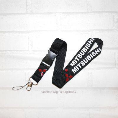 Mitsubishi Lanyard +ห่วงเล็ก สายคล้องคอ คล้องบัตร มิซซูบิชิ สายหนา 2.5 ซม. สกรีนคมชัดไม่ลอก