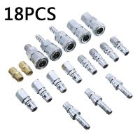 18pcs Pneumatic Fitting BSP Air Line Hose Compressor Fitting Connector Coupler Quick Release Pneumatic Parts for Air Accessories Hand Tool Parts Acces