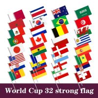 ✗◊ Word 32 Countries Small Hand Held Flags With Poles National Team Flags Peace Waving a flag Celebration for Party Decoration