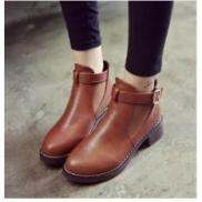 Giay bốt nữ, chelsea boots giày boot cổ ngắn đế thấp1 khóa S426