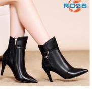 Giày boot bốt cao gót nữ đẹp cổ cao hàng hiệu Rosata-cổ cao RO26