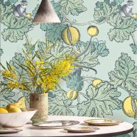 [hot]Nordic wallpaper with Tropical leaves and Ancient Monkeys FRUTTO PROIBITO WALLPAPER scandinavian style