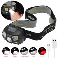 【DT】hot！ MINI Headlamp XPE COB Sensor Ultra Hard Lamp Powerful Headlight USB Rechargeable Flashlight