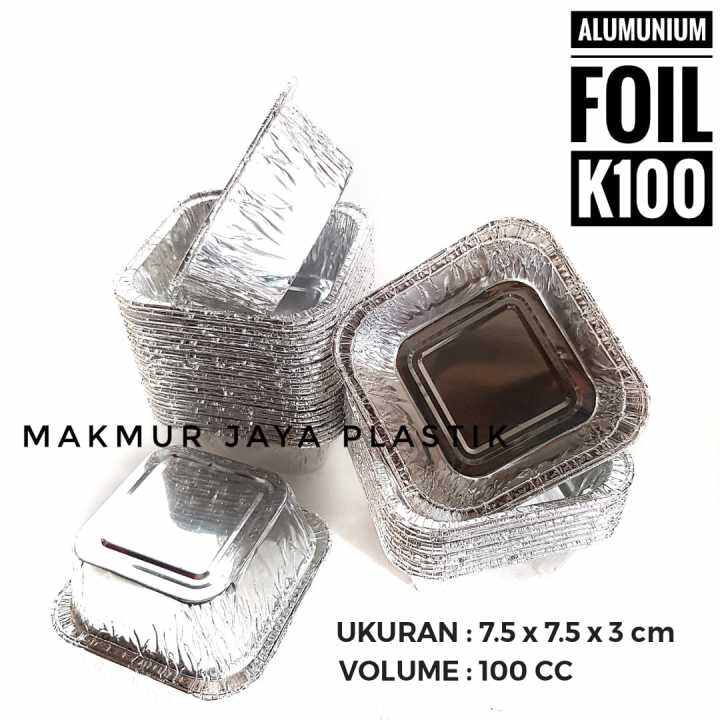 ALUMUNIUM FOIL CUP KOTAK K100 KEMASAN MAKANAN FOIL TRAY KOTAK PERSEGI