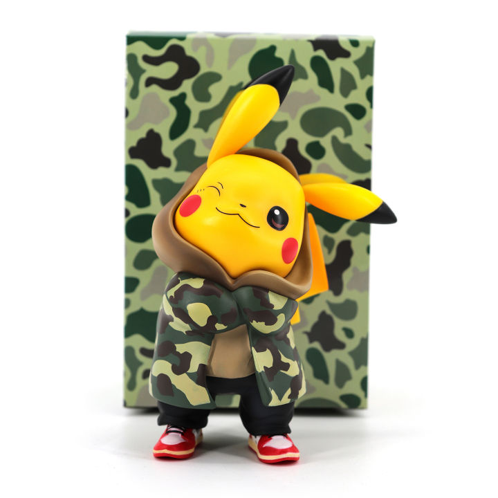 15cm Pokemon Pikachu Action Figure Toys with Box for Kids Camouflage Q  Version Model Figurine Birthday Gift for Kids