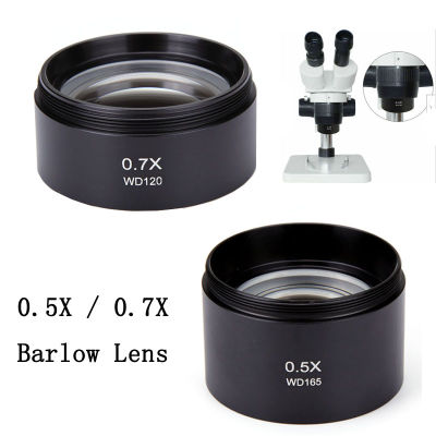 0.5X 0.7X Barlow Lens Stereo Microscope Auxiliary Lens Barlow Objective Lens Binocular Trinocular Microscope Parts