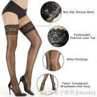 【CC】卍☼▫  Non Silicone Stocking Womens Fashionable Peacock Top Stockings Tiptoe Transparent Breathable and Hosiery