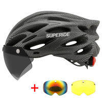 SUPERIDE Road Mountain Bike Helmet with Rear Light In-mold Riding Cycling Helmet with Visor &amp; TT Lens Sports Mtb Bicycle Helmet