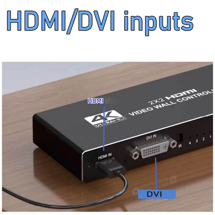 2x-2ตัวควบคุมวิดีโอติดผนัง4k-สวิตช์-hdmi-ไร้รอยต่อ-hdmi-hdcp-หน่วยประมวลผลผนังวิดีโอ-dvi-1x3-1x2-3x1-4x1วิดีโอหน้าจอวิดีโอโปรเซสเซอร์-splicer