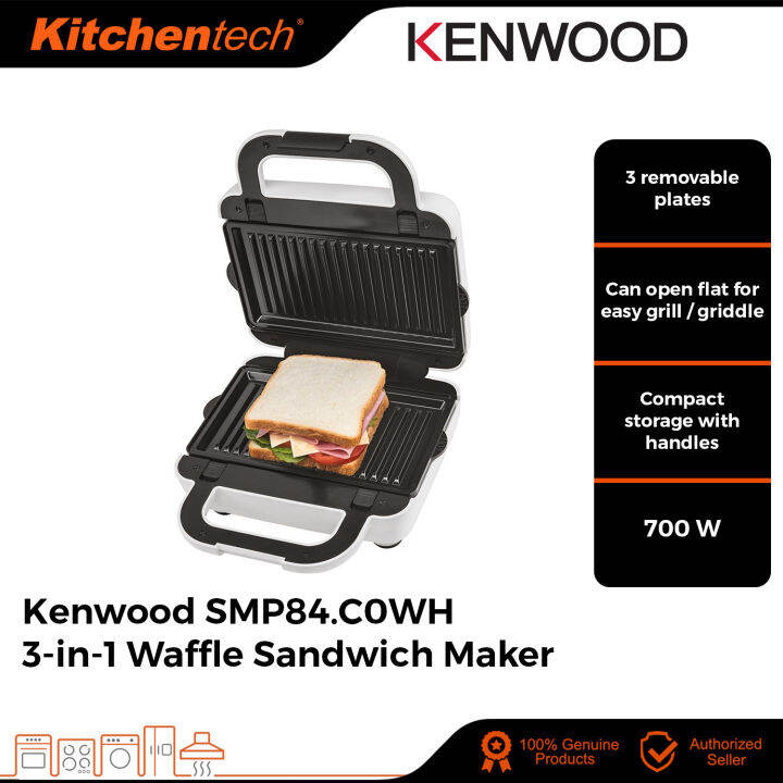 Kenwood Sandwich Maker SMP84.C0WH White Comes with 3 Non Stick Plates