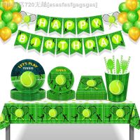 【CW】⊙☬  Adults Tournament Tennis Birthday Disposable Tableware Sets Dinner Plates Decorations