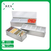 NTS Condiment Dispensers กล่องใส่เครื่องปรุง กล่องเก็บส่วนผสมค็อกเทล บาร์เครื่องปรุงอาหาร 6 ช่องพร้อมฝาปิด รุ่น CD6