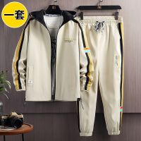 [COD] 2021 spring and autumn new trendy handsome sports casual hooded jacket suit mens clothes with a set D06