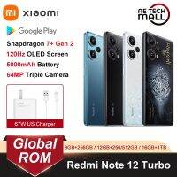 Redmi Note 12เทอร์โบ5กรัมทั่วโลก Snapdragon 7 + Gen 2 120Hz จอแสดงผล OLED 64MP กล้องหลัก67W ชาร์จ5000Mah