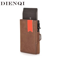 Genuin Leather Rfid Credit Card Holder Men Wallets Slim Thin Coin Pocket Bank Cardholder Minimalist Wallet Metal Case Male Purse