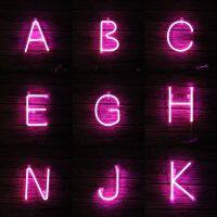 卍⊙❍ Pink Letter For Party Wedding Home Decoration LED Alphabet Digital Lights Battery amp;USB Power 22cm Wall Art Hanging Night Light