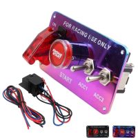 4in1 Ignition Switch Panel Engine Start Push Button Toggle LED 12V Neo Chrome