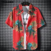 Hawaiian flower mens thin section short-sleeved loose large size beach retro Sanya vacation coat