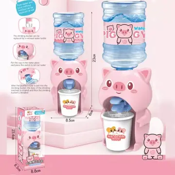 Mini Water Dispenser for Children Kids Gift Cute Cold/Warm Water Juice Milk  Drinking Fountain Simulation Cartoon Pig Kitchen Toy