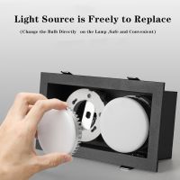 [DBF]Free Bulb Replace LED Recessed Square Downlight 14W 18W 24W Rotatable Angle LED Ceiling Spot Light with GX5.3 Bulb AC 220V