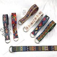 Bohemian Print Canvas Belt For Women Metal D Ring Buckle Harajuku Waist Strap Jean Dress Trouser Female Men Decoration Waistband