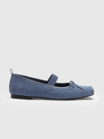 Xi Ke Cider Denim Bowknot Strap Mary Jane Flats