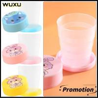 WUXU 4Pcs 100ML พร้อมฝาปิด ถ้วยน้ำน้ำ การ์ตูนลายการ์ตูน ถ้วยน้ำยาบ้วนปาก ถ้วยดื่มน้ำ แบบพกพาได้ พับเก็บได้ ถ้วยพับได้ การเดินทางกลางแจ้ง