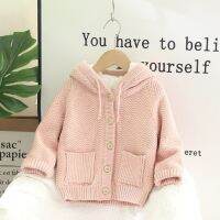 HOT★Winter Kids Sweaters Fur Lining Girls Cardigans Warm Boys Knitwear Chidlren Outfit  230325