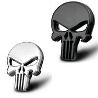 1x หัวกระโหลก Punisher อุปกรณ์เสริมตกแต่งรถหมวกครอปกระจกรถโลหะโครเมี่ยมสัญลักษณ์3มิติสติกเกอร์รถสัญลักษณ์ภายนอกที่น่ากลัว