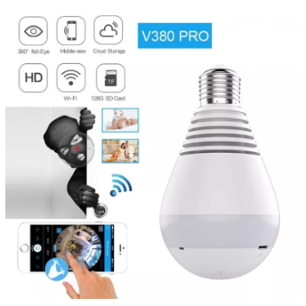 led lamp ip security spy camera vr 360 panoramic wifi