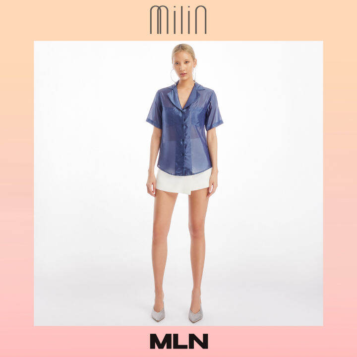 milin-collared-v-neckline-short-sleeve-shirt-เสื้อเชิ้ตคอปกแขนสั้น-sensuous-top