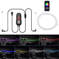 5M ภายในรถแสงบรรยากาศ64สี LED Strip 5V ยืดหยุ่น EL แสงเย็น USB APP ตกแต่งอัตโนมัติ Ambient Neon Lamp