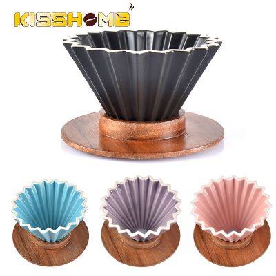 New Arrival Espresso Coffee Filter Cup Ceramic Origami Pour Over Coffee Maker with Stand V60 Funnel Dripper Cafe Accessories