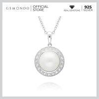 Gemondo สร้อยพร้อมจี้เงินแท้ 925 ประดับมุกมาเบะ (Mabe Pearl) และเพทาย (Zircon) ดีไซน์ทรงกลมสุดคลาสสิค