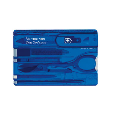 Victorinox มีดพับ/การ์ด Swiss Army Knives - Swiss Card Classic, Blue Translucent (0.7122.T2)