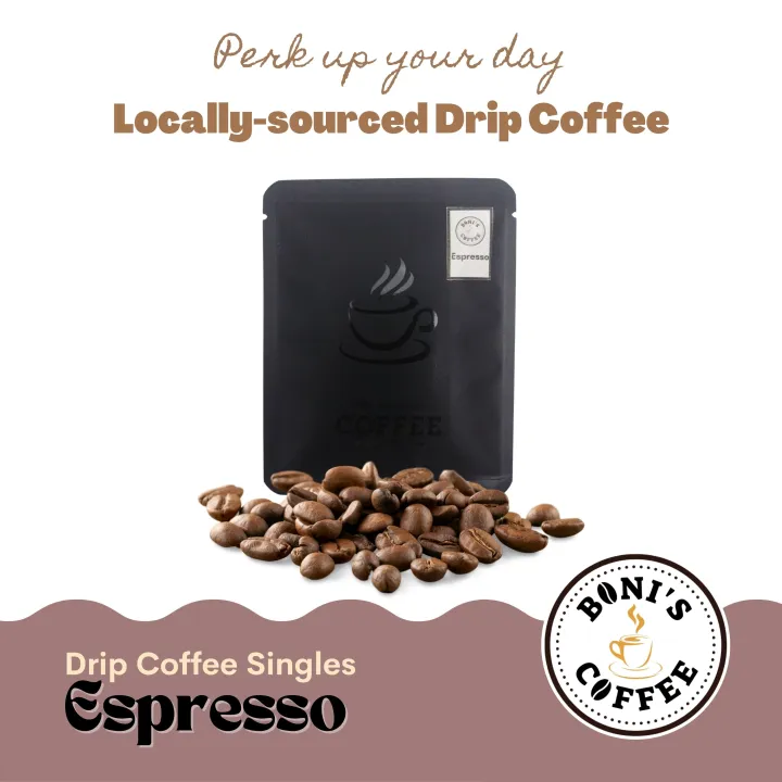 Boni's Coffee Espresso Drip Coffee Ground Coffee in a bag, Pour over