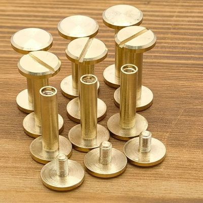 10sets Head 10mm Flat Cap Solid Brass Binding Chicago Screws Nail Stud Rivets For Photo Album Leather Craft Studs Belt Wallet