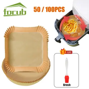 Air Fryer Plate,Air Fryer Grill Pan with Brush and Scoop Stainless Steel  Air Fryer Tray Nonstick Air Fryer Plate with Handle Multipurpose Air Fryer