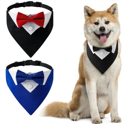 [HOT!] 2022 New Dog British Wedding Suit Pet Gentleman Scarf Bow Tie Collar Dog Triangle Towel Saliva Towel Pet Decoration Accessories