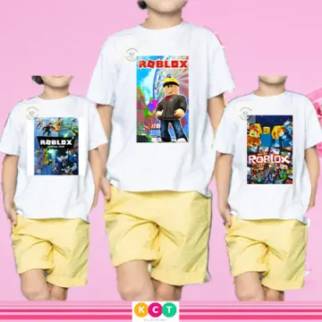 3kings.ph Roblox White Tshirt Black Short Terno Kids Boy 1-5y/o