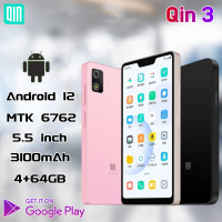 Qin3 Xiaomi โทรศัพท์มือถือ4GB + 64GB MTK 6762 5นิ้วพร้อมใช้งานทุกรุ่น Android 12 Wifi Smartscreen 5G Go0gle Play