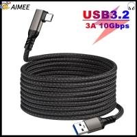 AIMEE สายกล้อง สำหรับเควส1/2 ชาร์จได้อย่างรวดเร็ว สายเคเบิล USB 3.2 Gen 2 USB Type A ถึง Type-C สายเชื่อมต่อ VR 10กิกะบิต