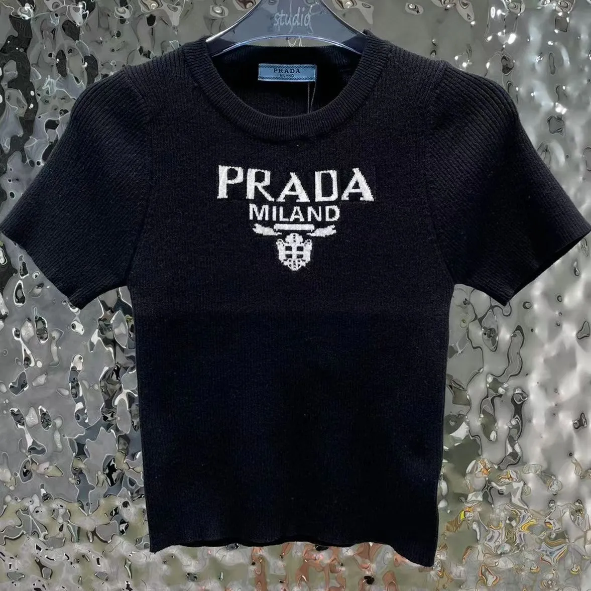 PRADA Ngắn Vải Jacquard Co Giãn Thoải Mái Chữ Jacquard Ôm Vừa Vặn |  