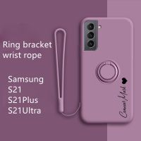 DIY Custom Name​ Ring Stand Lanyard Liquid Silicone Case For Samsung Galaxy S22 S21 S20 Ultra FE S10 S9 S8 Plus Shockproof Cover Bar  Wine Tools