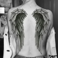 Full Back Tattoos Temporary Womens Fake Tattoo Angel Wing Phoenix Bird for Boys Men on Body Art Hotwife Waterproof Sticker Tatoo